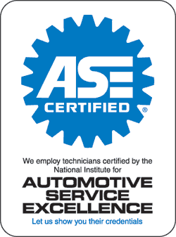 We employ technicians certified by the National Institute for Automotive Service Excellence.